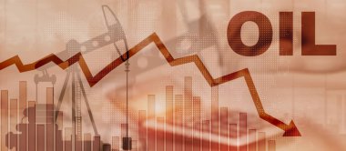 Petrol fiyatları düştü. Petrol kulesi arka planı bulanıklaştırdı. Namlu oku aşağı.