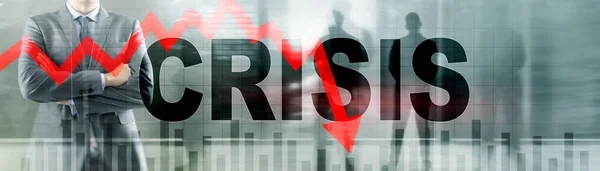 Crisis y flecha roja en banner abstracto del sitio web. — Foto de Stock