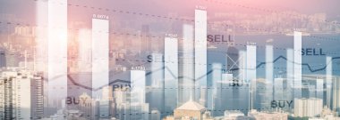 Finansal piyasa grafiği şeması ticari öntanımlı konsept konsept web sitesi başlığı.