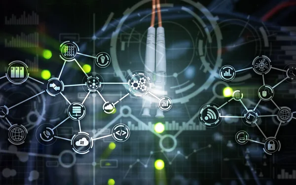 서버 룸 IOT 통신 스마트 산업 인터넷 컨셉트. 디지털 기술. — 스톡 사진