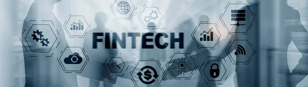 Fintech en Toned Website banner. Concepto de inversión y tecnología financiera de Internet. — Foto de Stock