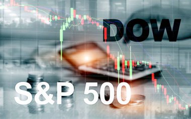 Amerikan borsası. Sp500 ve Dow Jones. Finansal Ticaret İş Konsepti.