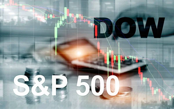 Amerikanischer Aktienmarkt. Sp500 und Dow Jones. Geschäftskonzept für den Finanzhandel. — Stockfoto