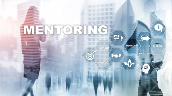 Zakelijk mentorschap. Persoonlijke coaching. Training persoonlijke ontwikkeling concept. Gemengde media. — Stockfoto