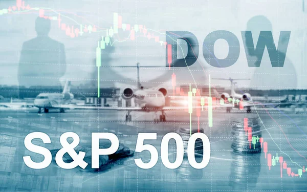 Amerikanischer Aktienmarkt. Sp500 und Dow Jones. Geschäftskonzept für den Finanzhandel. — Stockfoto