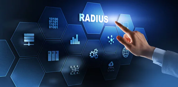 Radius. Remote-Authentifizierung im Einwahl-Benutzerdienst. Konzept für Telekommunikationsnetze. — Stockfoto