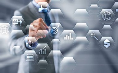 Çift pozlama arkaplanı hakkında Veri Yönetimi Sistemi ve İş Analitiği kavramı.