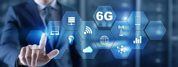 Yaratıcı bağlantı 6G Ağ Internet Mobil Kablosuz kavramı 2021. — Stok fotoğraf