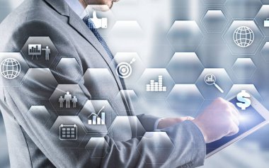 Çift pozlama arkaplanı hakkında Veri Yönetimi Sistemi ve İş Analitiği kavramı.