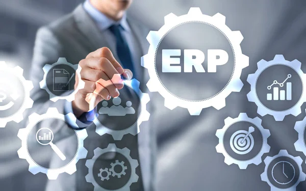 Planificación de Recursos Empresariales ERP Corporate Business concept on futuristic background. — Foto de Stock
