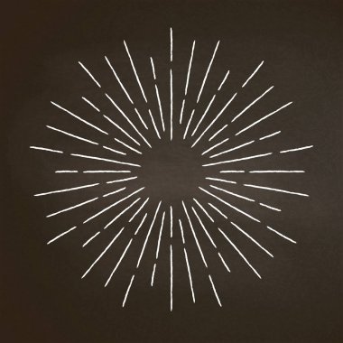 Vintage tebeşir yazı tahtası dokulu ışınları. Doğrusal sunburst tasarım öğesi retro tarzı.