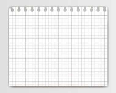 Boş kareleri alınmış kopya kitap sayfası yırtık kenar ile. Mockup veya şablon damalı Not Defteri sayfası yor metin için /.