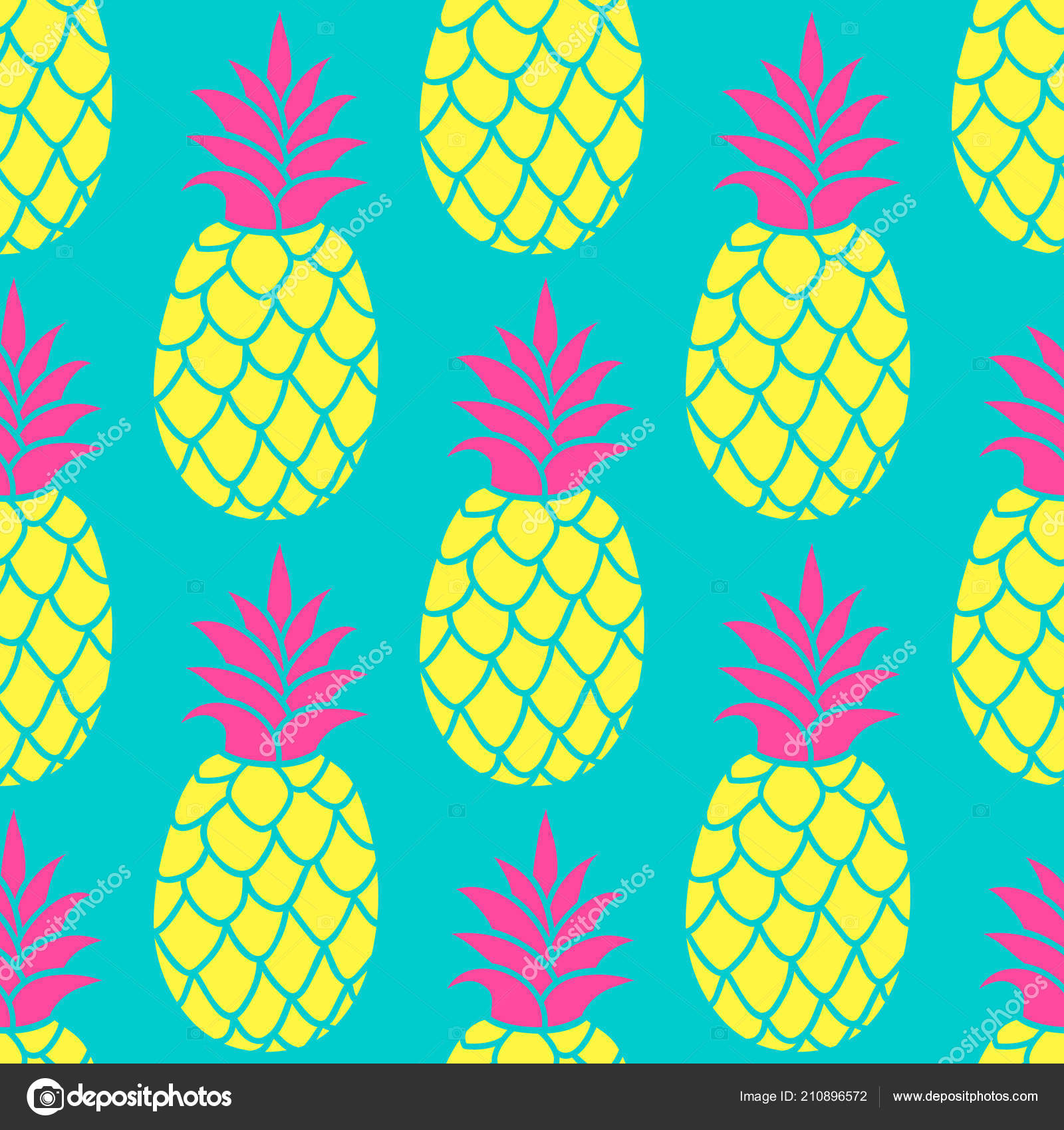 Modèle Sans Couture Dananas En Couleurs Trendy Fond - 