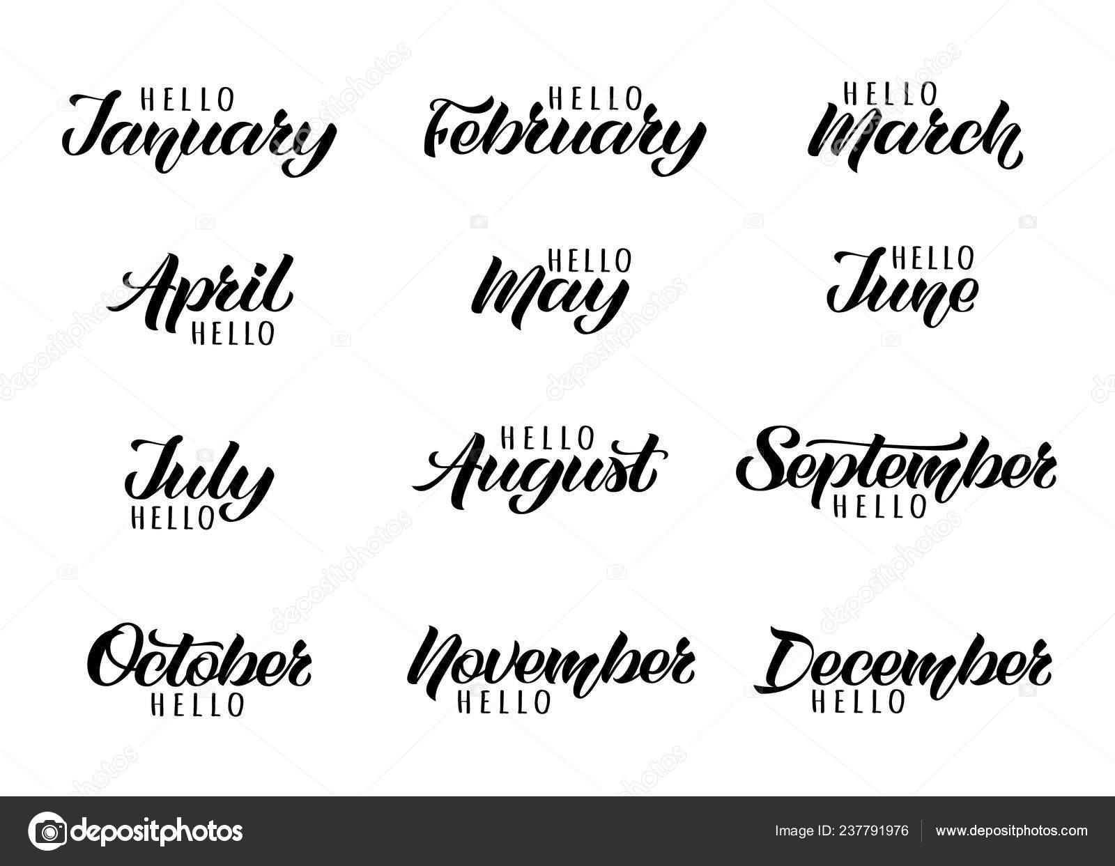 Handwritten names of months december january february march april