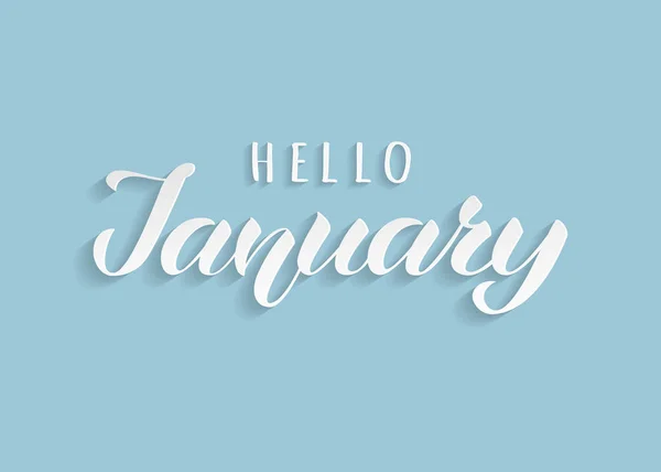Hello January hand drawn lettering with shadow. Inspirational winter quote. Motivational print for invitation  or greeting cards, brochures, poster, calender, t-shirts, mugs. — Stock Vector