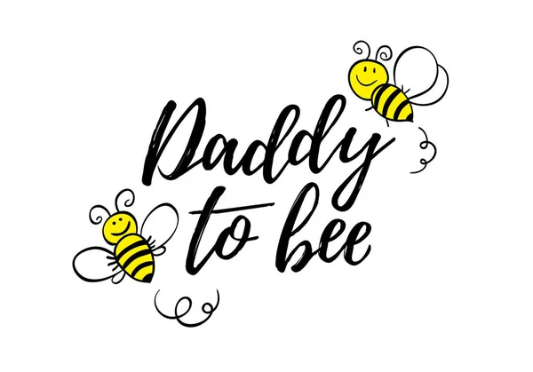 Papi a abeja frase con abejas garabato sobre fondo blanco. Cartel de letras, diseño de tarjeta o camiseta, estampado textil . — Vector de stock