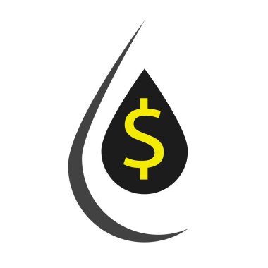 dolar sembolü ile petrol endüstrisi logosu. Modern stil vektör illüstrasyon simgeleri. Beyaz arka planda izole edilmiş. Petrol endüstrisi için iş logosu