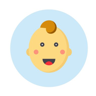 Saçsız sevimli bebek yüzü. Tatlı küçük çocuk. Modern düz stil vektör illüstrasyon simgeleri. Beyaz arka planda izole edilmiş. Karikatürler bebek gülümseme yüz simgesi. Erkek bebek.