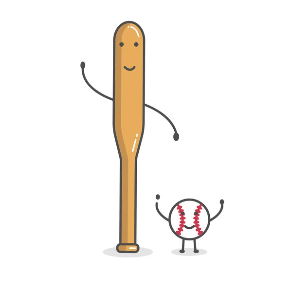 Grey baseball-bat and ball. Modern flat-line style vector illustration icons. Isolated on white background. Baseball-bat icon. — Stock Vector