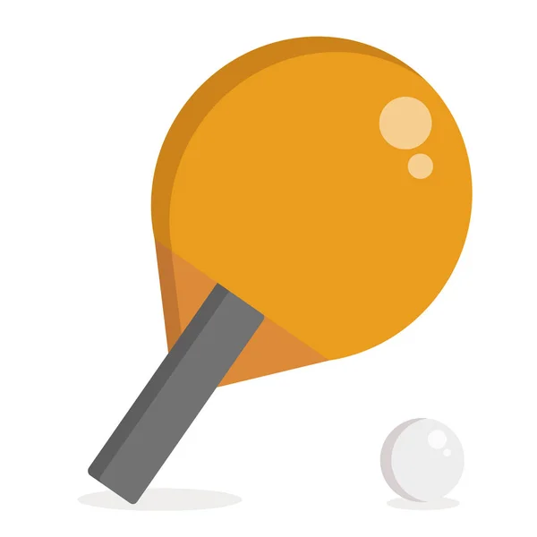 Raquette jaune et balle pour ping-pong au design plat. Tennis de table dans un style moderne illustration vectorielle. Isolé sur fond blanc. Ensemble de ping-pong et ballon . — Image vectorielle