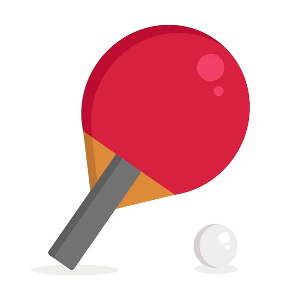 Желтая ракетка и мяч для пинг-понга в плоской конструкции. Настольный теннис в современном стиле векторной иллюстрации. Изолированный на белом фоне. Набор пинг-понга и мяча . — стоковый вектор