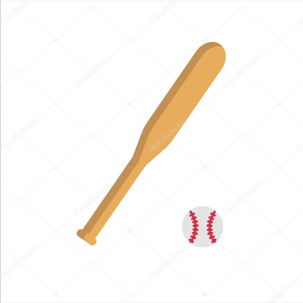 Grey baseball-bat and ball. Modern flat-line style vector illustration icons. Isolated on white background. Baseball-bat icon. 