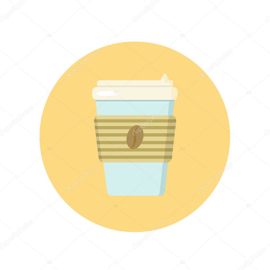 Paper cup coffee to go. Take away hot drink. Modern flat-line style vector illustration icons.
