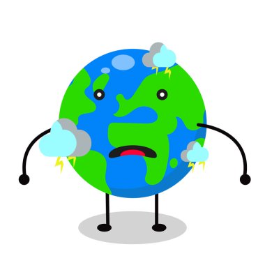 Karikatürler bulutlar ile gezegen dünya simgesi gülümseme.