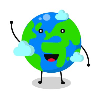 Karikatürler bulutlar ile gezegen dünya simgesi gülümseme.