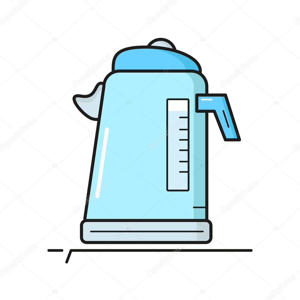 Blue electric kettle with water