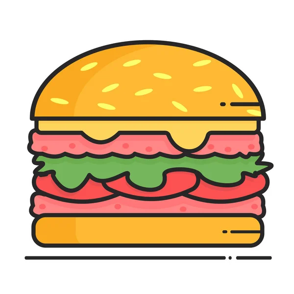 Hamburger met dubbel vlees — Stockvector