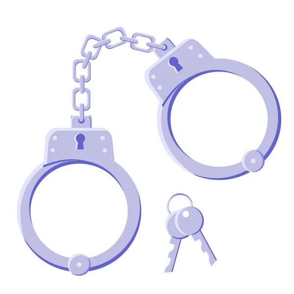 Metal realistic gray handcuffs — Stock Vector