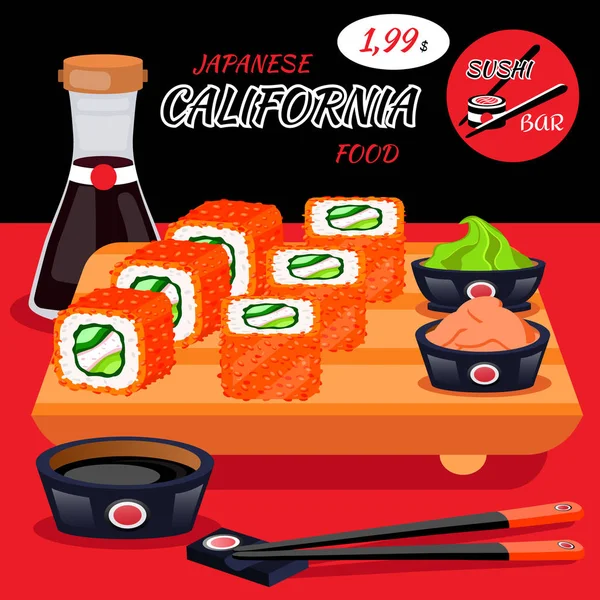 Sushi rolkach japoński. — Wektor stockowy