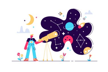 Astronomi vektör çizimi. Minicik. 