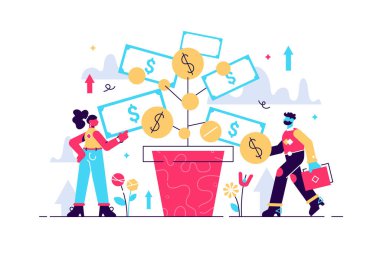 Vektör illüstrasyonuna yatırım. Mevduat karı 