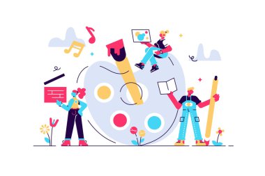 Sanat vektör illüstrasyonu. Minicik düz müzik