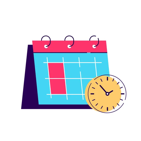 Ícone de hora do calendário. Vetor de ilustração plana —  Vetores de Stock