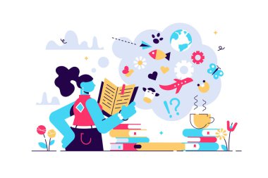 Vektör illüstrasyonu okunuyor. Minicik. 