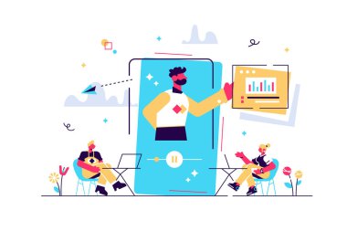 Öğrenciler profesörle konuşmaları izliyorlar.