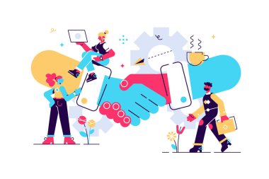 İş konsepti vektör illüstrasyonu, ortaklık kavramı