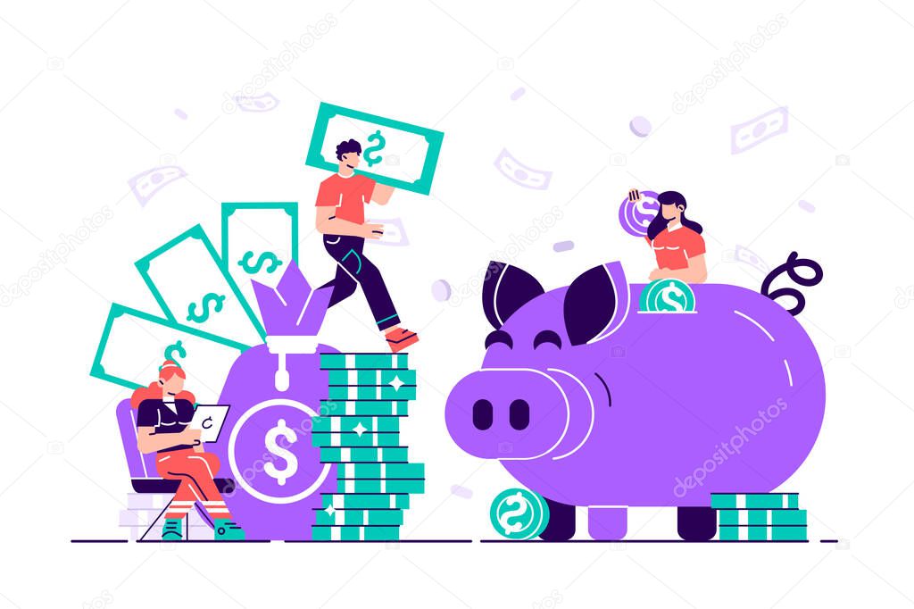 Large piggy bank with business people