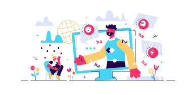 Siber zorbalık vektör illüstrasyonu. Minicik. 