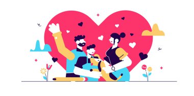 Evlat edinme vektörü çizimi. Minicik. 