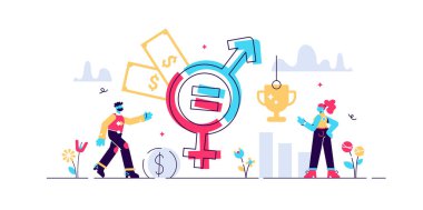 Gender equality vector illustration. Flat tiny  clipart