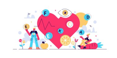 Vitamin vektör illüstrasyonu. Minicik.