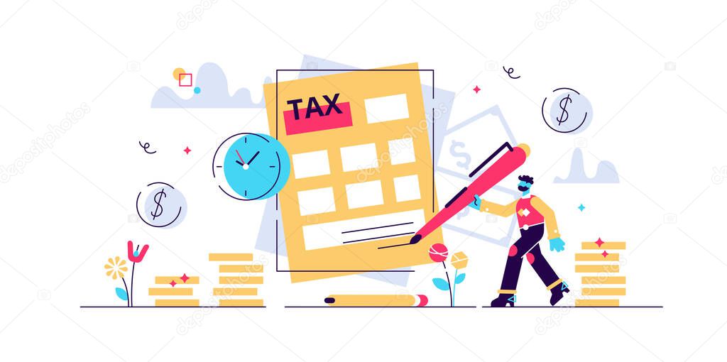 Taxes vector illustration. Flat tiny 