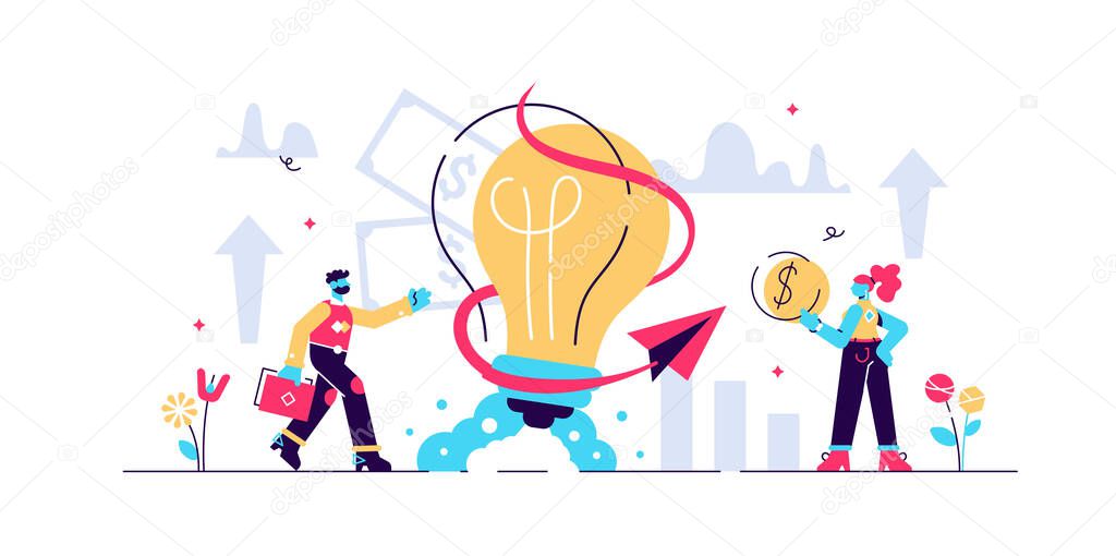 Business ideas vector illustration. Flat tiny 