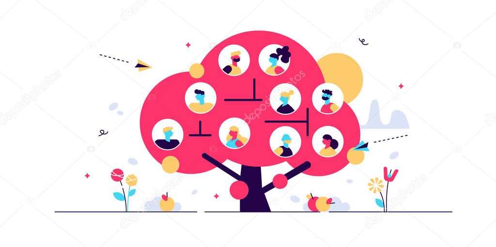 Family tree flat vector illustration.