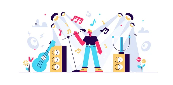 Singing vector illustration. Flat tiny — Stock Vector