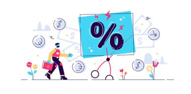 Rate cut vektör çizimi. Minicik. 